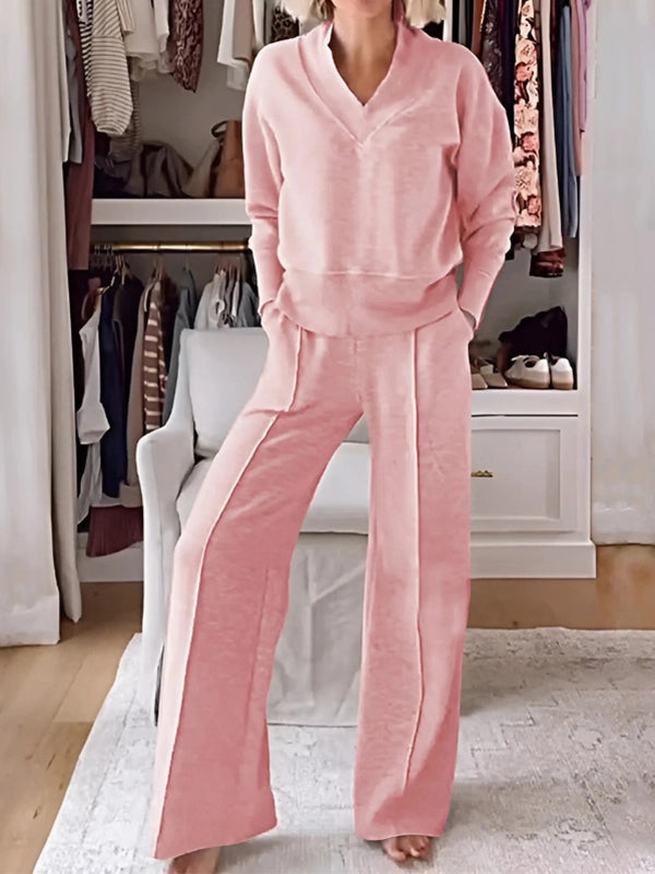 🎁CLEARANCE SALE🔥 Women's Soft V Shape Lounge Set with Wide Fit Pants