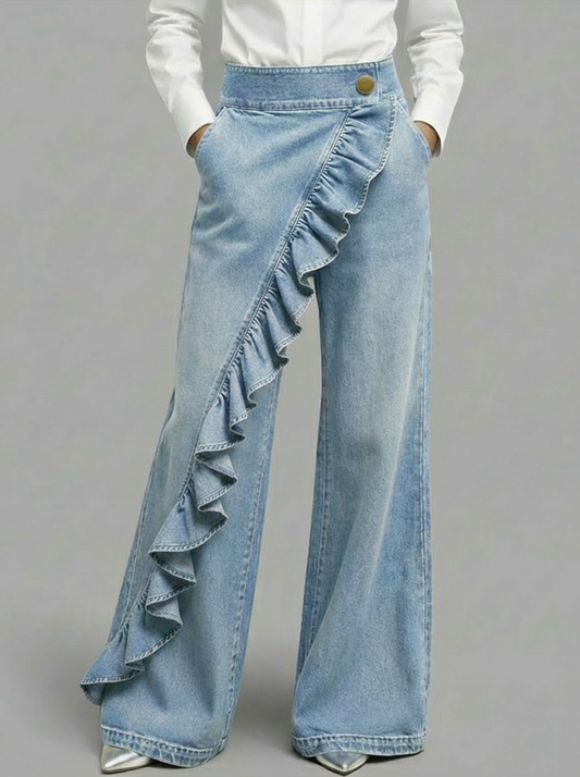 🎁New Arrivals🔥Women's single ruffled jeans