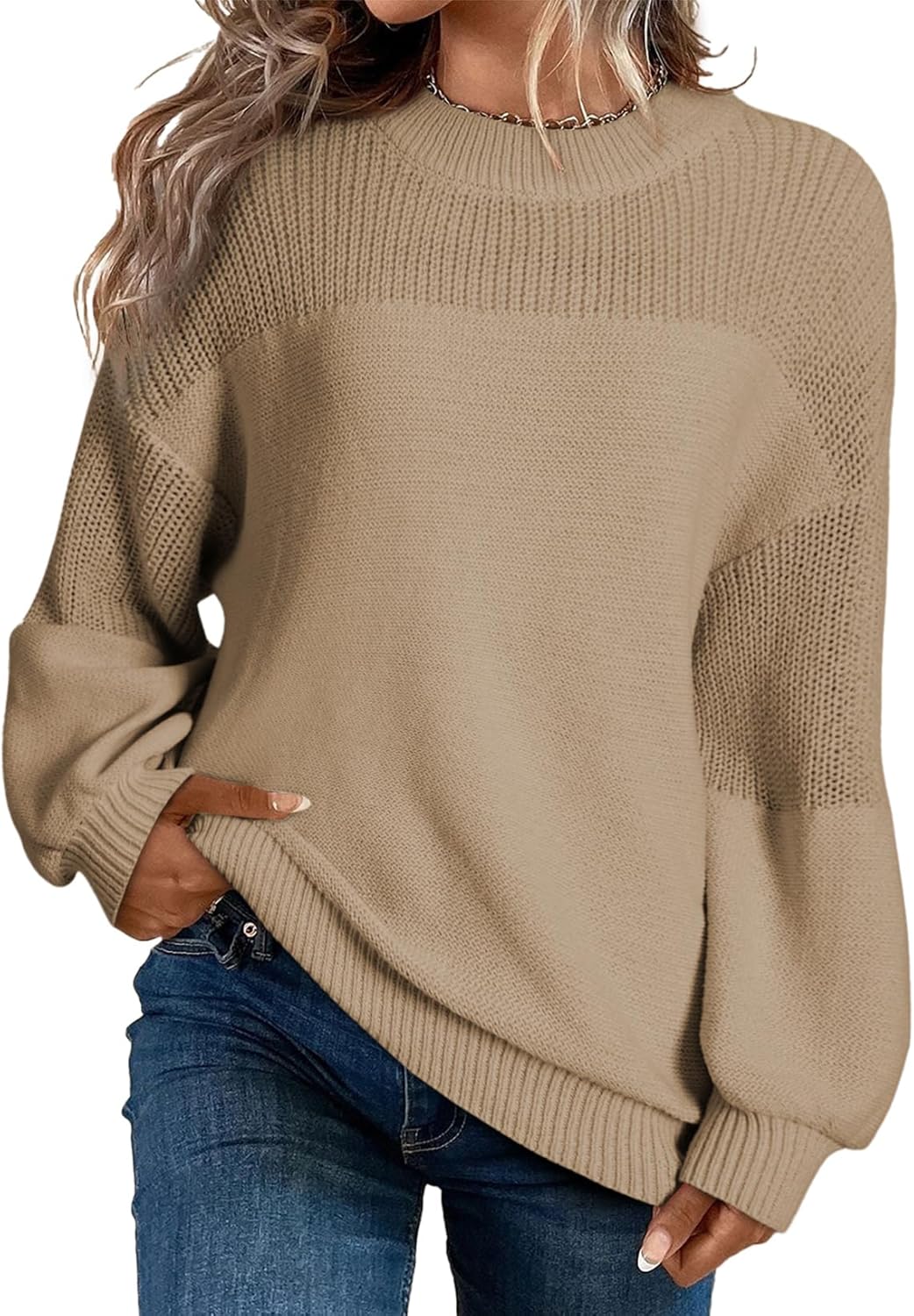 📦Buy 2 PCS for free shipping🎄Women's Casual Long Sleeve Loose Round Neck Knit Solid Colour Pullover Sweater
