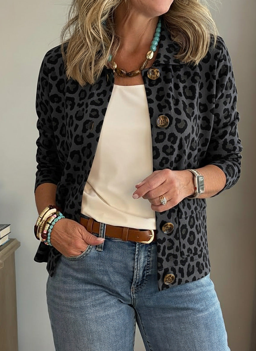 🎁CLEARANCE SALE🔥 Casual Lapel Pocket Leopard Print Jacket