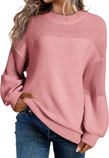 📦Buy 2 PCS for free shipping🎄Women's Casual Long Sleeve Loose Round Neck Knit Solid Colour Pullover Sweater