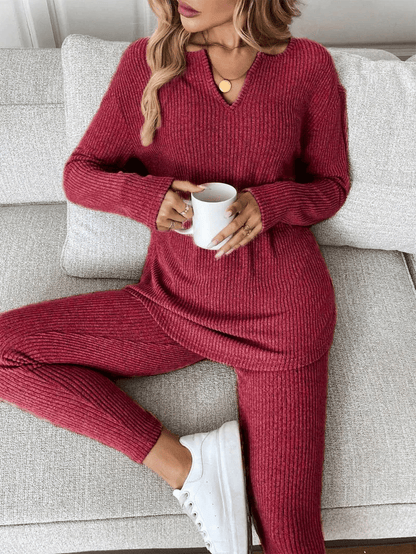 📦Buy 2 Free Shipping🎀Women's Casual Plush Rib-Knit Long Sleeve T-Shirt And Leggings Set