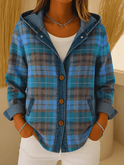 🎁CLEARANCE SALE🔥Women'S Casual Contrast Color Plaid Jacket