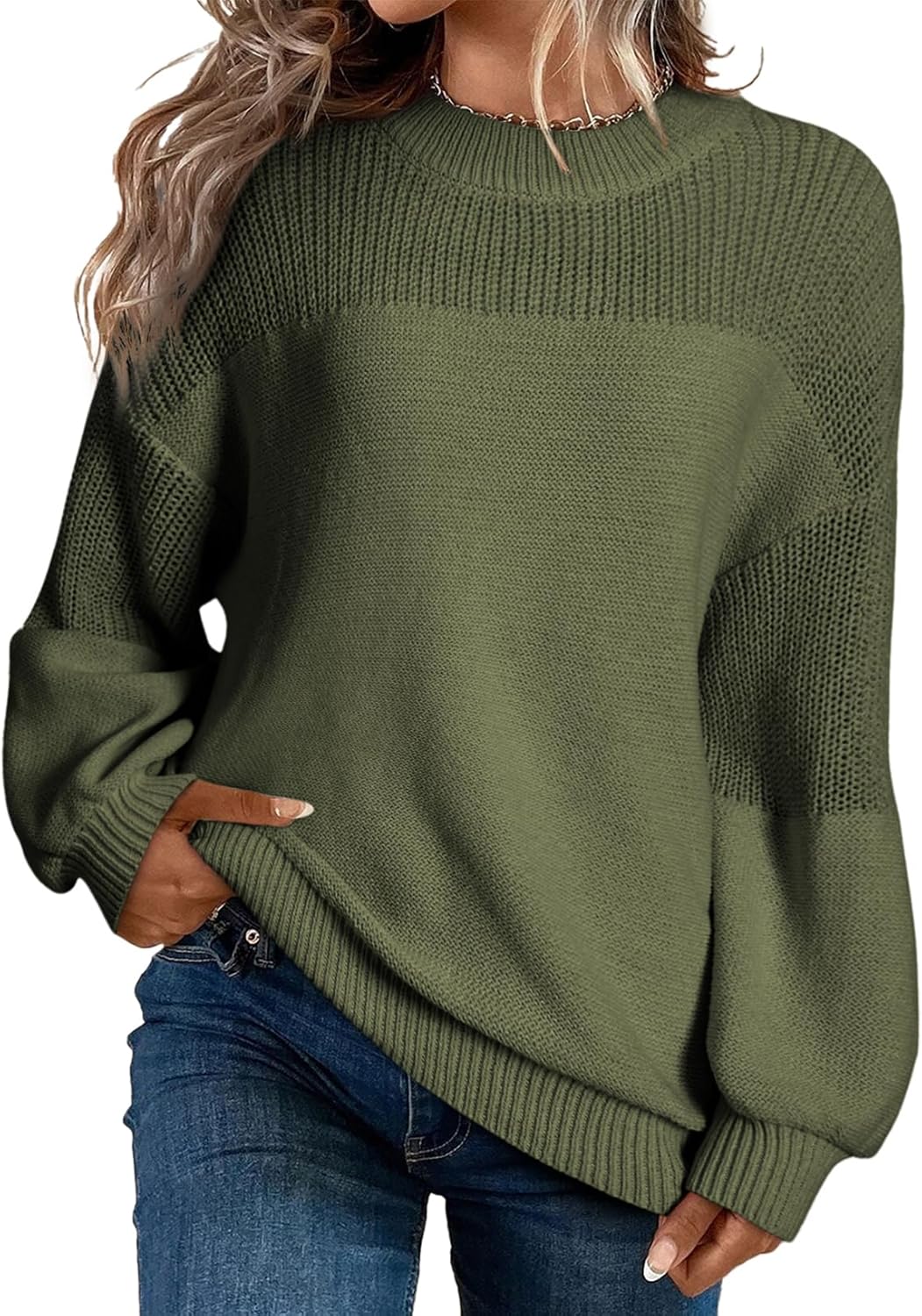 📦Buy 2 PCS for free shipping🎄Women's Casual Long Sleeve Loose Round Neck Knit Solid Colour Pullover Sweater