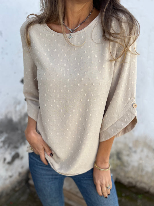 🎁CLEARANCE SALE🔥 Round Neck Embroidered Large Cuffs Casual Shirt