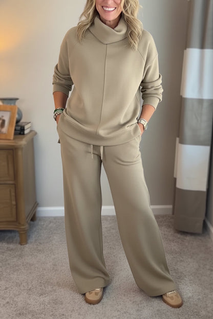 🎄Christmas Sale🔥 Women's 2 Piece Sets- Turtleneck Side Slit Sweatshirt Casual Travel Outfits