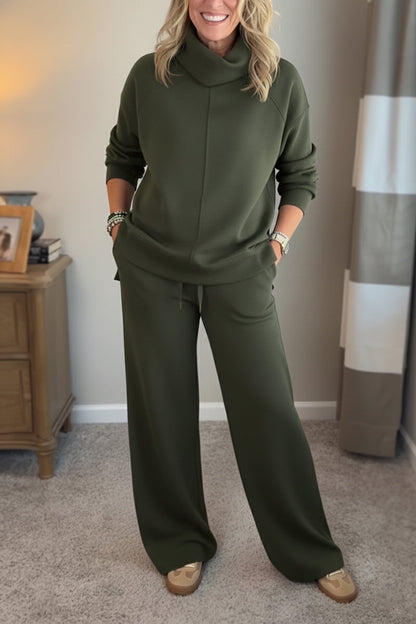 🎄Christmas Sale🔥 Women's 2 Piece Sets- Turtleneck Side Slit Sweatshirt Casual Travel Outfits