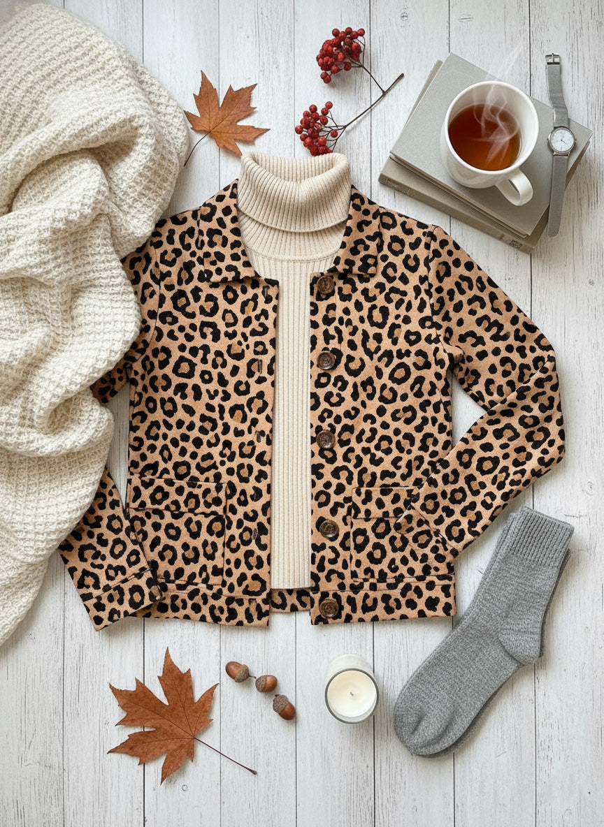 🎁CLEARANCE SALE🔥 Casual Lapel Pocket Leopard Print Jacket