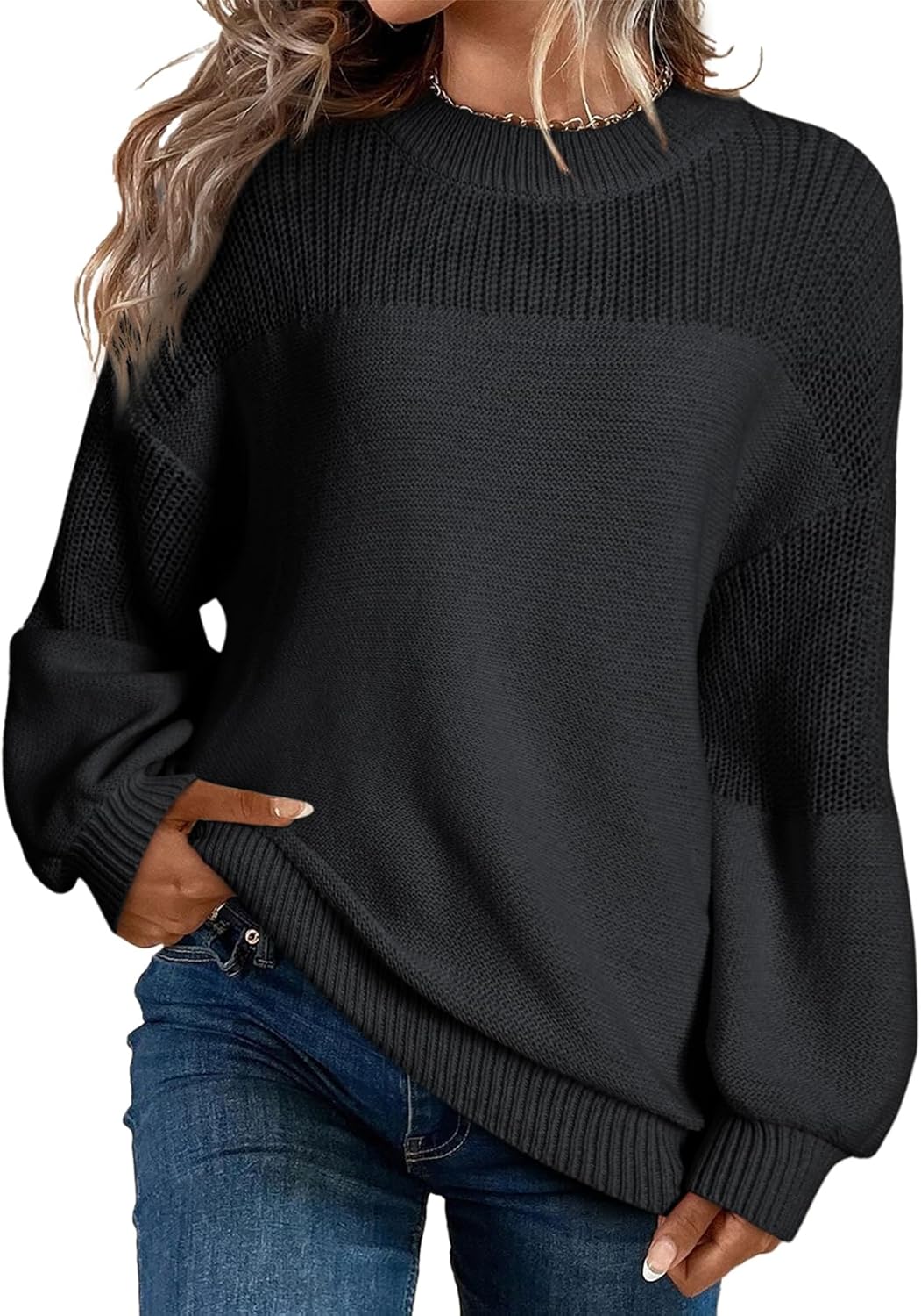 📦Buy 2 PCS for free shipping🎄Women's Casual Long Sleeve Loose Round Neck Knit Solid Colour Pullover Sweater