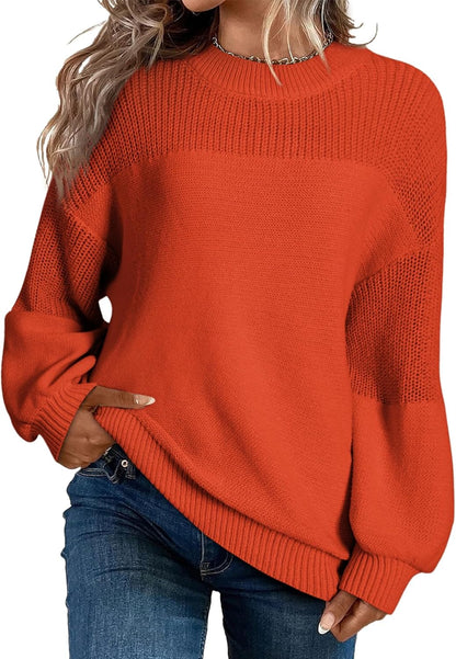 📦Buy 2 PCS for free shipping🎄Women's Casual Long Sleeve Loose Round Neck Knit Solid Colour Pullover Sweater