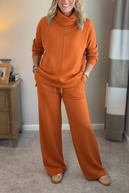 🎄Christmas Sale🔥 Women's 2 Piece Sets- Turtleneck Side Slit Sweatshirt Casual Travel Outfits