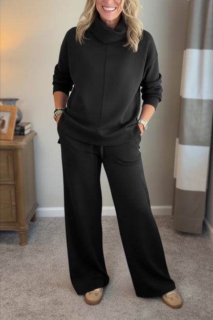 🎄Christmas Sale🔥 Women's 2 Piece Sets- Turtleneck Side Slit Sweatshirt Casual Travel Outfits