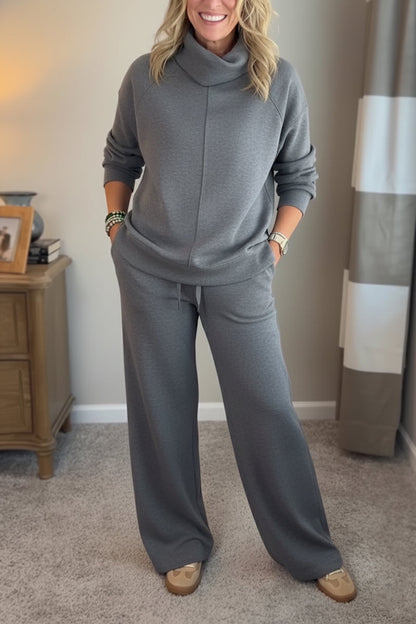 🎄Christmas Sale🔥 Women's 2 Piece Sets- Turtleneck Side Slit Sweatshirt Casual Travel Outfits