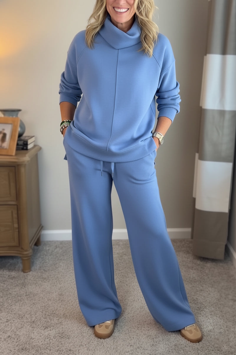 🎄Christmas Sale🔥 Women's 2 Piece Sets- Turtleneck Side Slit Sweatshirt Casual Travel Outfits