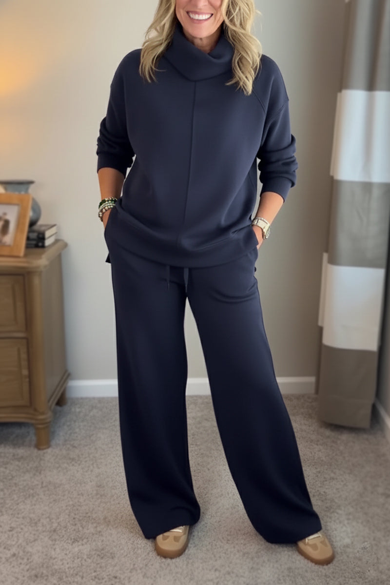 🎄Christmas Sale🔥 Women's 2 Piece Sets- Turtleneck Side Slit Sweatshirt Casual Travel Outfits