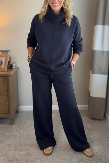 🎄Christmas Sale🔥 Women's 2 Piece Sets- Turtleneck Side Slit Sweatshirt Casual Travel Outfits