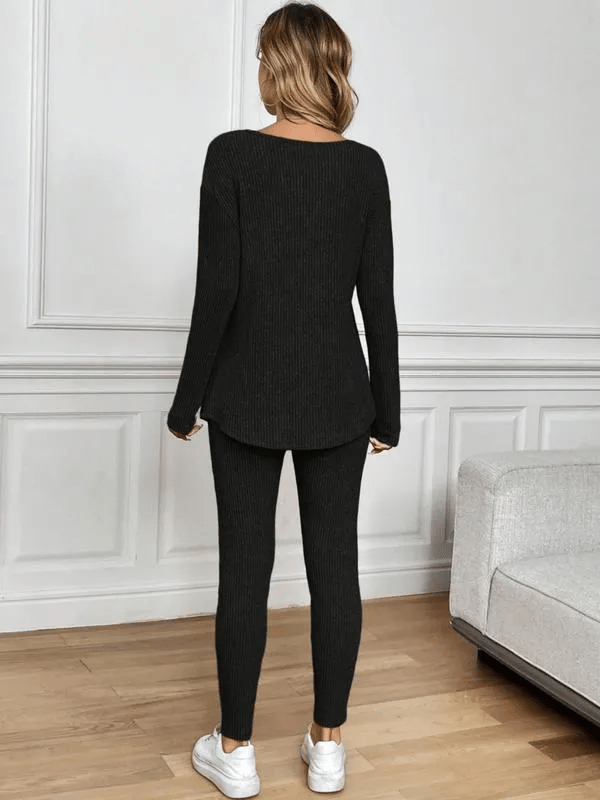 📦Buy 2 Free Shipping🎀Women's Casual Plush Rib-Knit Long Sleeve T-Shirt And Leggings Set