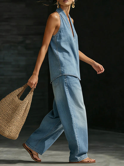 🎁New Arrivals🔥 Women's Cozy Minimalist Two-piece Denim Set