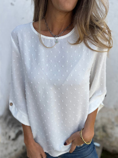 🎁CLEARANCE SALE🔥 Round Neck Embroidered Large Cuffs Casual Shirt