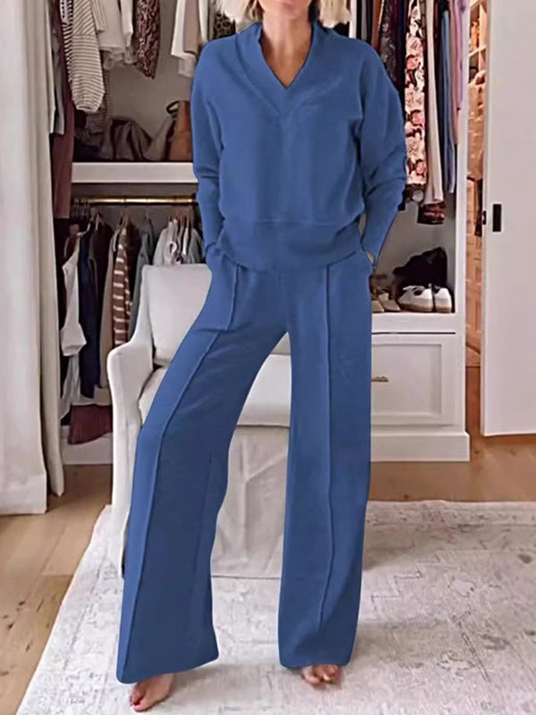 🎁CLEARANCE SALE🔥 Women's Soft V Shape Lounge Set with Wide Fit Pants
