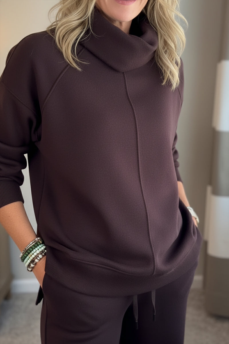🎄Christmas Sale🔥 Women's 2 Piece Sets- Turtleneck Side Slit Sweatshirt Casual Travel Outfits