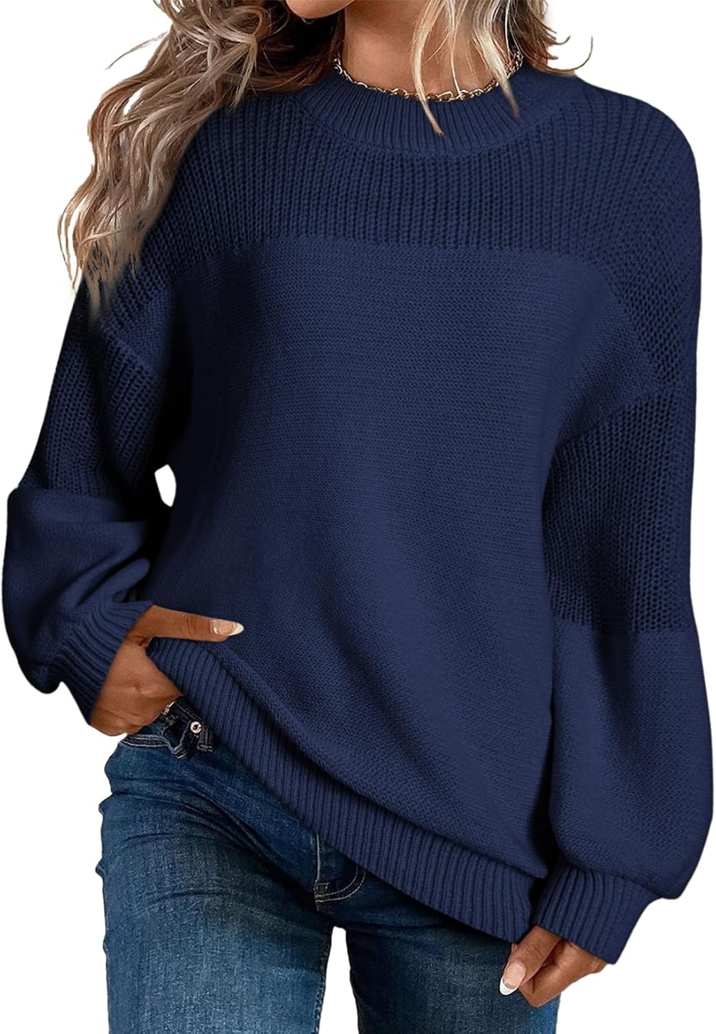 📦Buy 2 PCS for free shipping🎄Women's Casual Long Sleeve Loose Round Neck Knit Solid Colour Pullover Sweater
