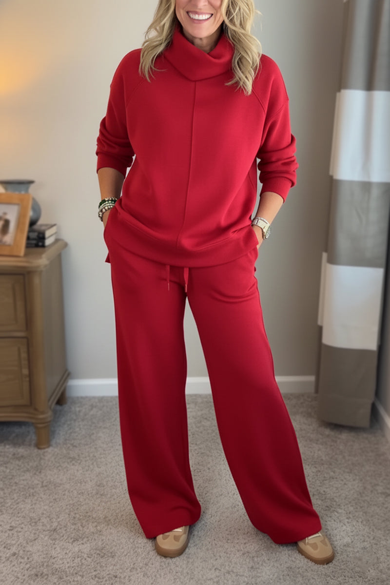 🎄Christmas Sale🔥 Women's 2 Piece Sets- Turtleneck Side Slit Sweatshirt Casual Travel Outfits