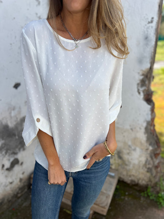 🎁CLEARANCE SALE🔥 Round Neck Embroidered Large Cuffs Casual Shirt