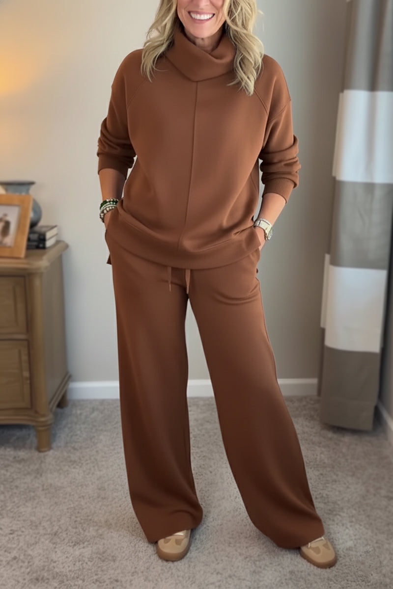 🎄Christmas Sale🔥 Women's 2 Piece Sets- Turtleneck Side Slit Sweatshirt Casual Travel Outfits