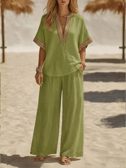 🎁New Arrivals🔥Casual Linen And Cotton Two-piece Set